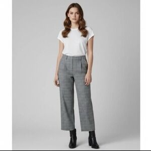 A New Day Womens Grey Glen Plaid High Rise Wide Leg Pleated Trousers Size 6